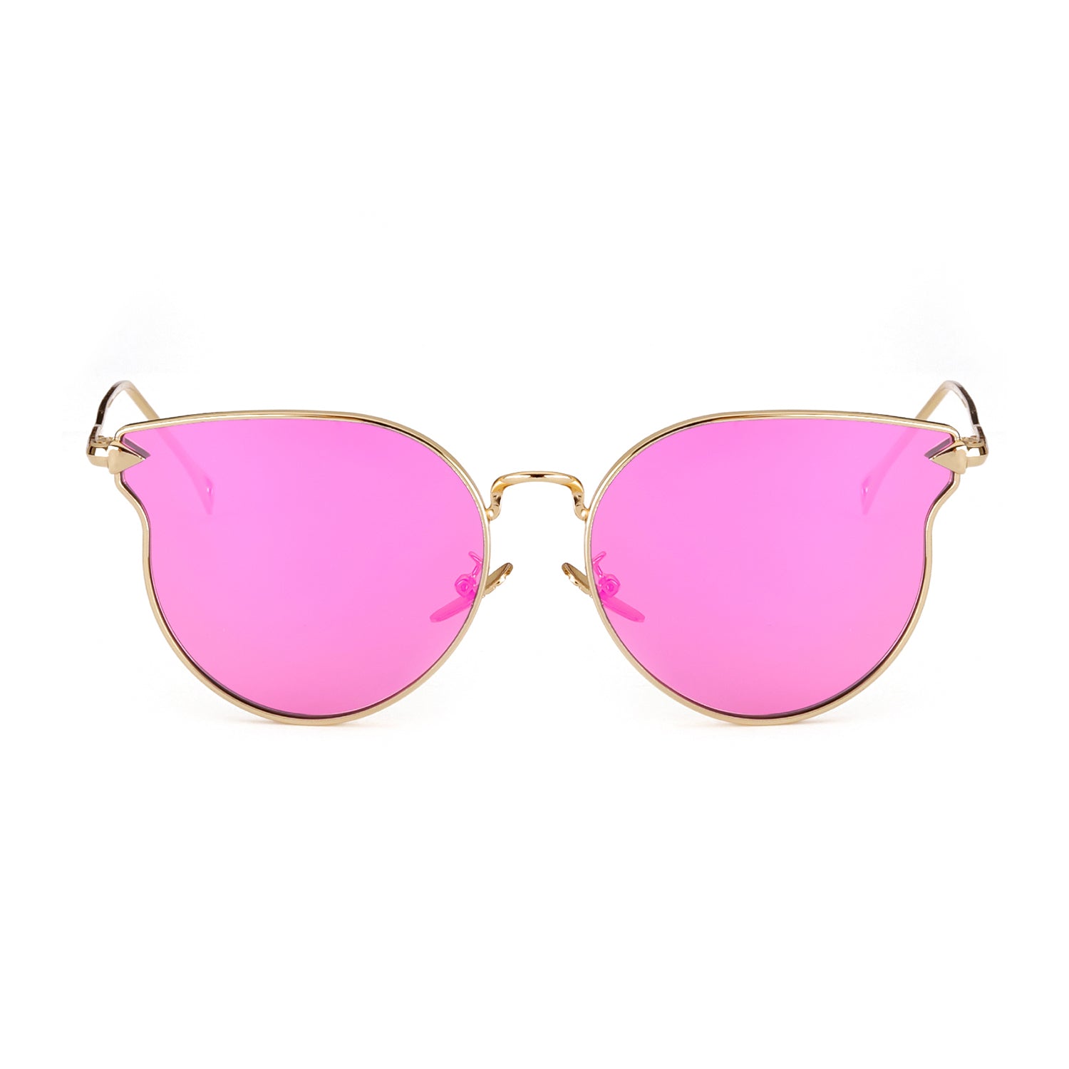 LVIOE Cat Eye Mirrored Lenses Ultra Thin Light Metal Frame Women Sunglasses - LVIOE