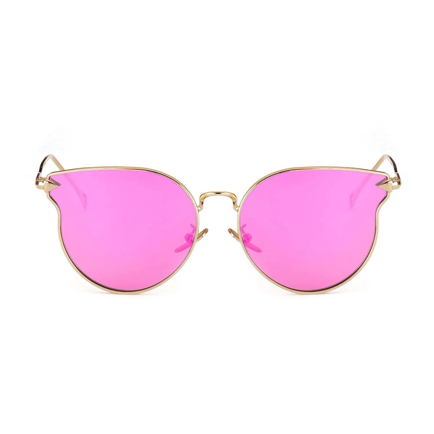 LVIOE Cat Eye Mirrored Lenses Ultra Thin Light Metal Frame Women Sunglasses - LVIOE