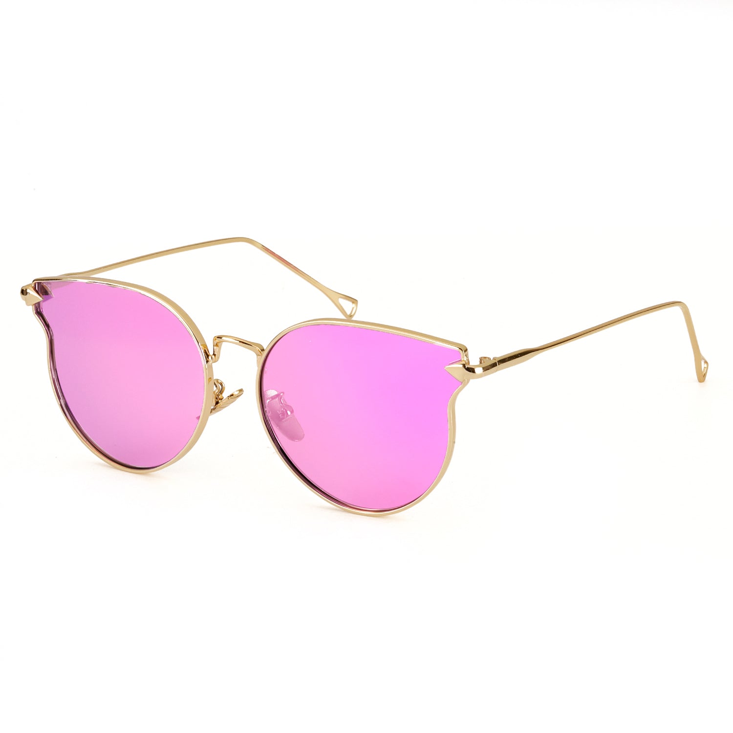 LVIOE Cat Eye Mirrored Lenses Ultra Thin Light Metal Frame Women Sunglasses - LVIOE