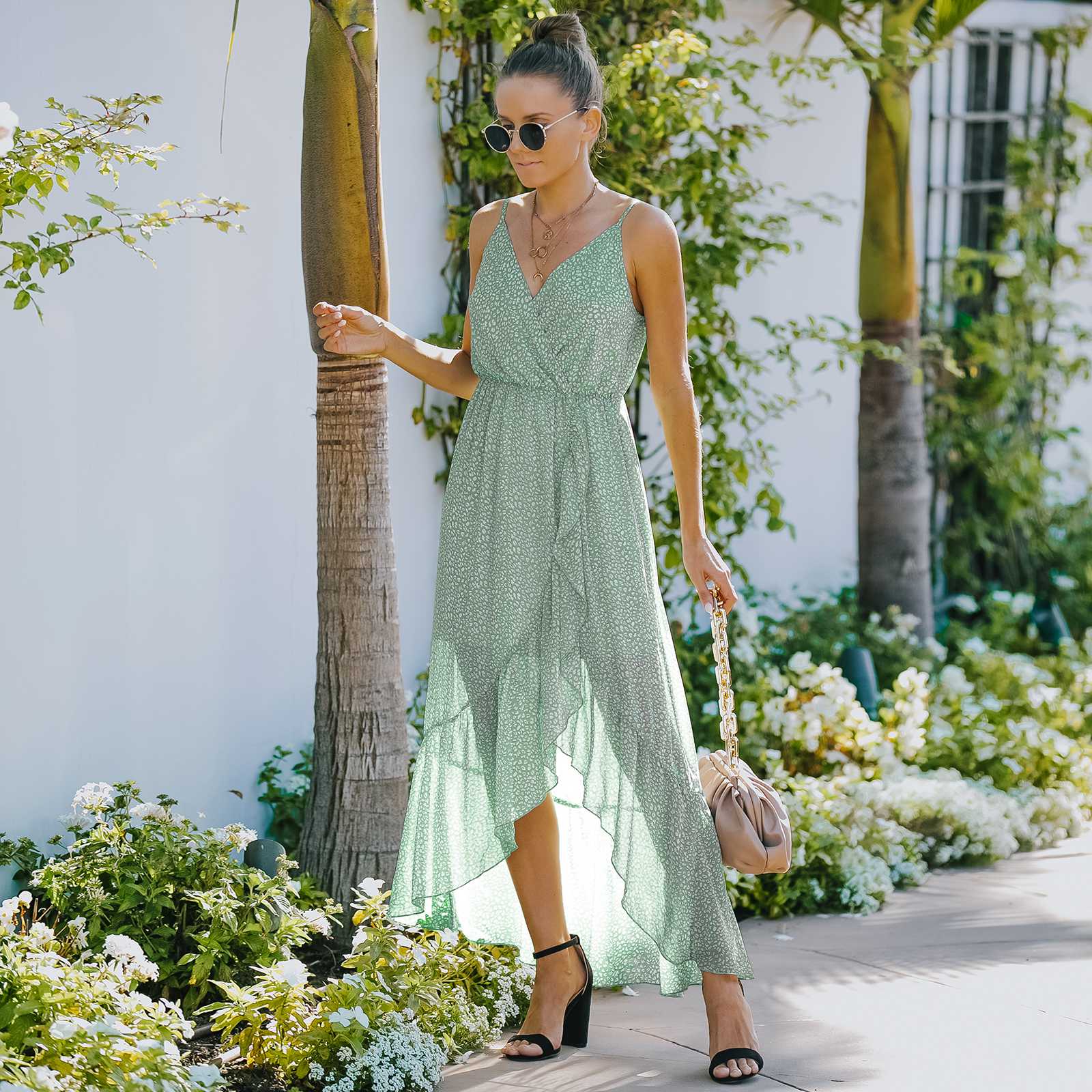 Enafad V Neck Casual Loose Flowy Swing Dress – LVIOE