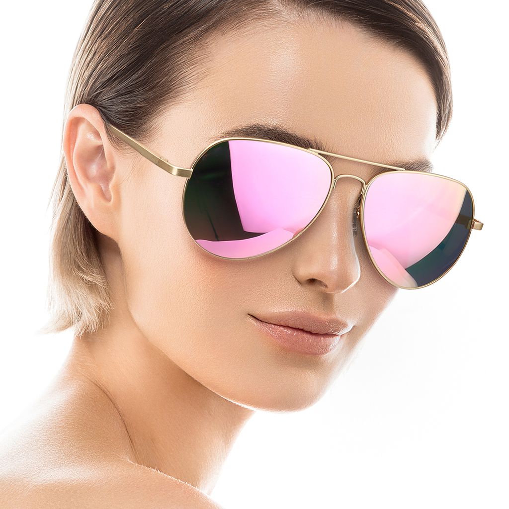 Buy Haute Sauce Women Pink Lens Black Aviator Sunglasses (55) Online