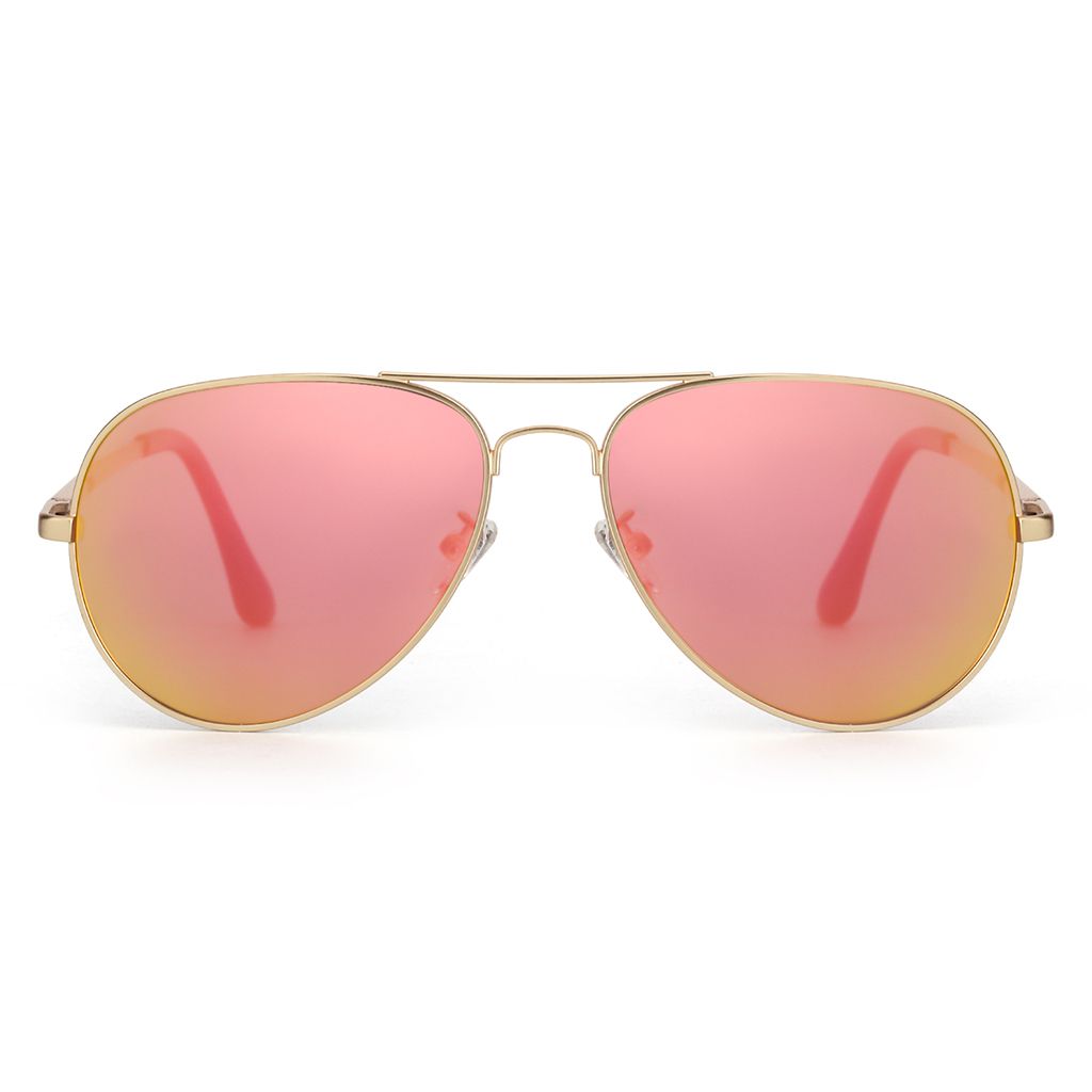 SUNGAIT Women's Lightweight Small Aviator Sunglasses - Mirrored Polarized  Lens Small Pink Mirror Lens/Light-gold Frame