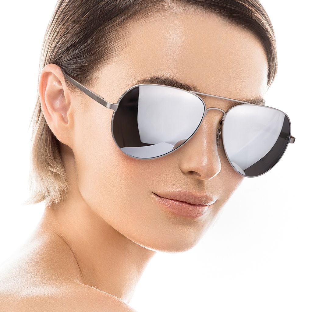 Silver frame aviators hotsell