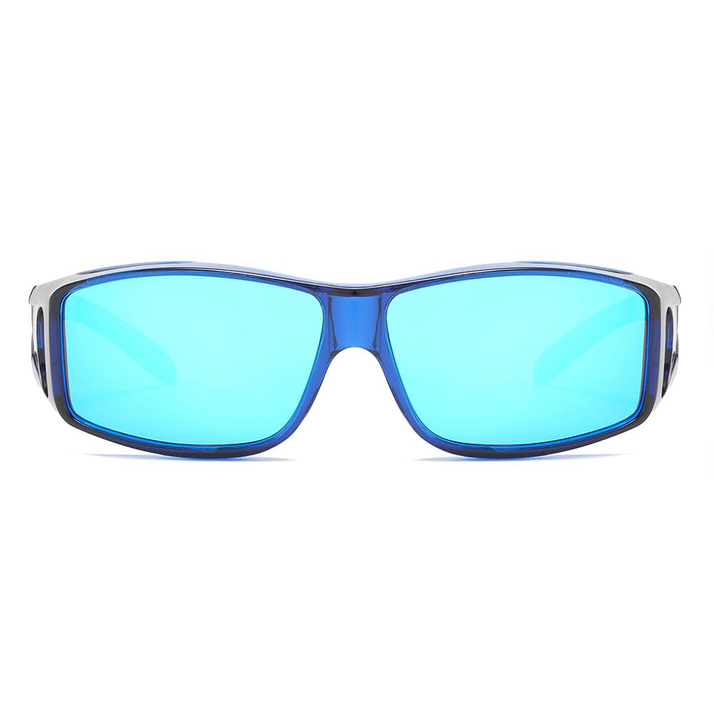 Oversized Sunglasses with V Middle Cut and UV400 - C8 Blue / As the picture