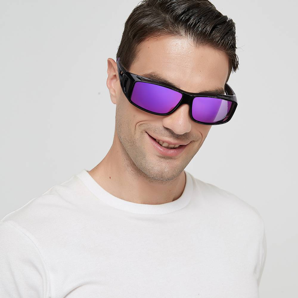 LVIOE Mirrored Fit Over Polarized Driving Sunglasses for Men Women