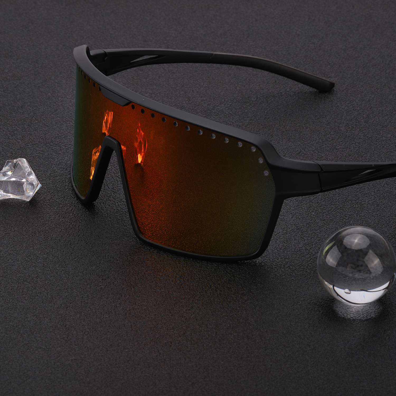 LVIOE Men's Oversized Wrap Sunglasses for Running Fishing Driving, Orange